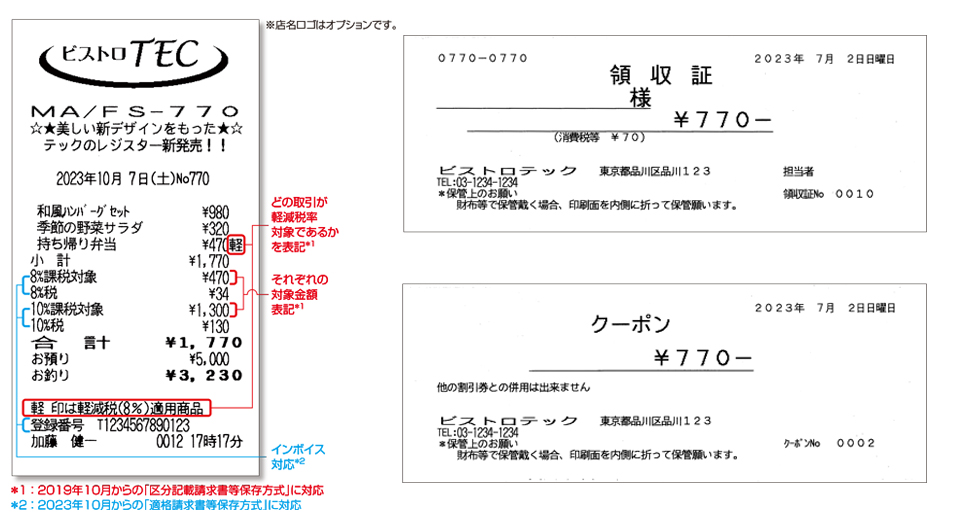 6524 2021年製 テック 飲食店向け レジスター FS-770 ホワイト 電子レジスター MA-770/ FS-770 | 東芝テック株式会社